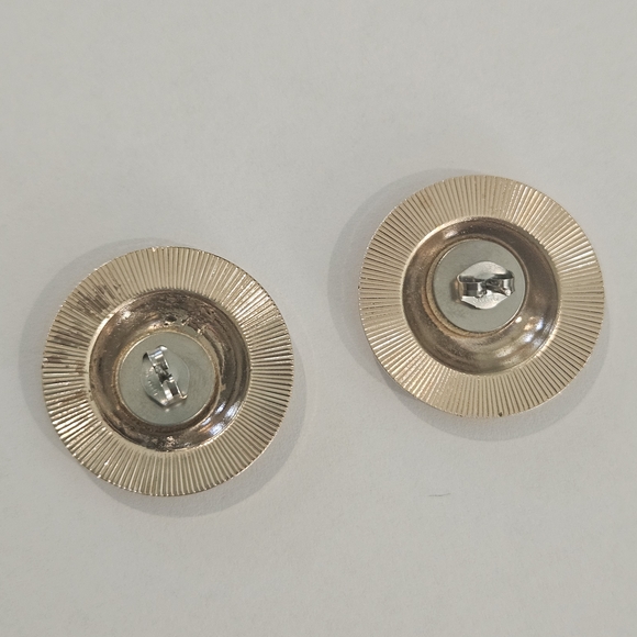 Vintage Gold Stud Dome Geometric Earrings Formal Avant Garde Office Party Retro - Picture 5 of 6